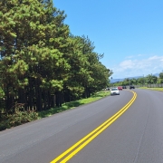 A foto mostra um trecho da rodovia ERS-389, conhecida como Estrada da Mar.