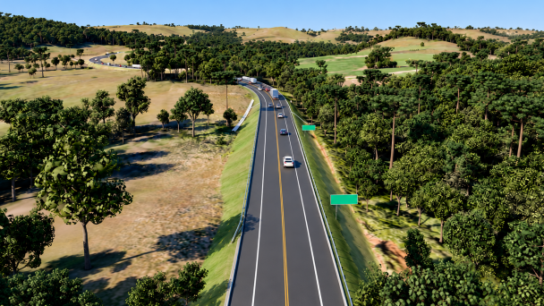 A foto &eacute; um tra&ccedil;ado projetado do futuro acesso ao Aeroporto da Serra Ga&uacute;cha pela ERS-466
